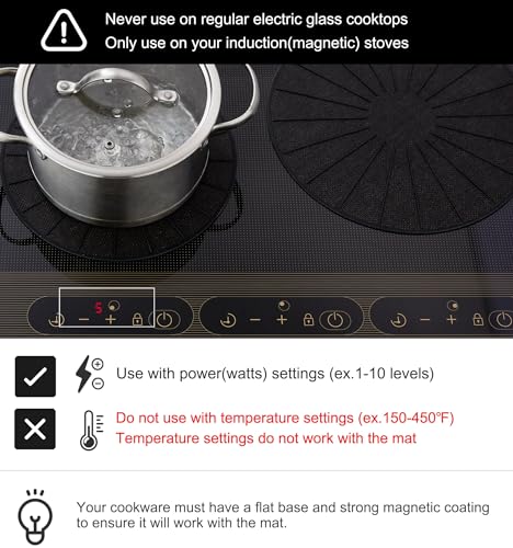 Lazy K Induction Cooktop Mat - Silicone Fiberglass Scratch Protector - for Magnetic Stove - Non Slip Pads to Prevent Pots from Sliding During Cooking_ Black (11inches) - Image 3