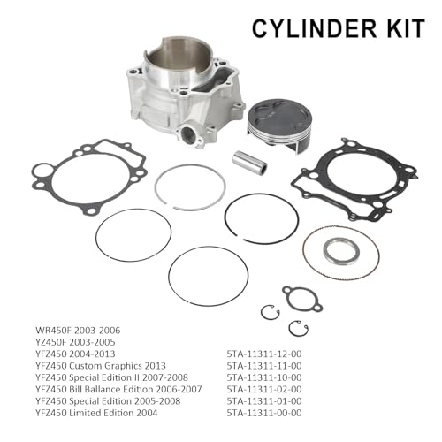 Wacece Cylinder Head Piston Gasket Top End Engine Rebuild Kit 95mm Bore 13.5:1 for YFZ 450 YFZ450 2004-2013 WR450F 2003-2006 YZ450F 2003-2005 - Image 2