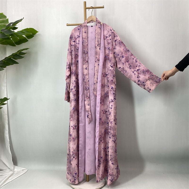 New Noon Cross-Border Fashion Double-Layer Chiffon Printed Cardigan