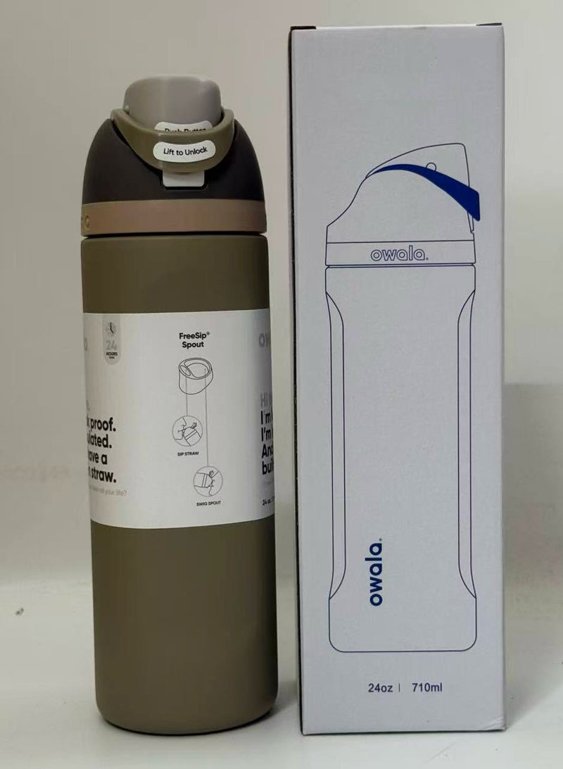 （Down to Earth 24OZ）Freesip Insulated Stainless Steel Water Bottle With Straw For Sports And Travel, Bpa-Free - view 2