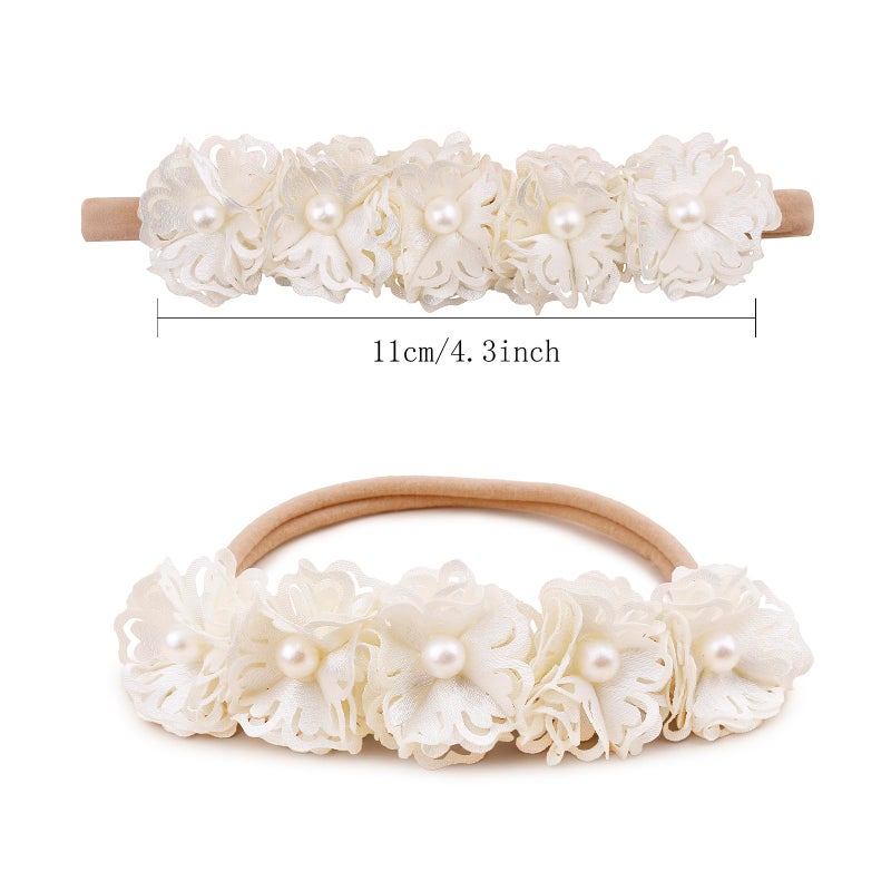 BFNAAgirl Baby Girl Floral Headband Nylon Flower Crown Elastic Hairband 3pcs Hair Accessories Gift for Girls (9557-001) - Image 2
