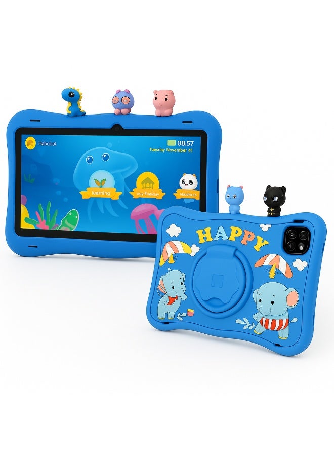 Oteeto TAB 10 Kids Tablet 10.1-Inch HD Display, Android 13, 6GB+128GB, 8000mAh, 4G LTE, Dual Camera, Shockproof Case with 5 Toys – Blue - Image 1