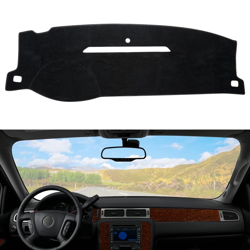 Dashboard Dash Cover Mat Carpet Compatible with 0714 Chevy Tahoe Suburban Denali Avalanche GMC YukonXL0713 Chevy Silverado Sierra Without Dash Speaker and Only One Glove BoxAirbag box can open