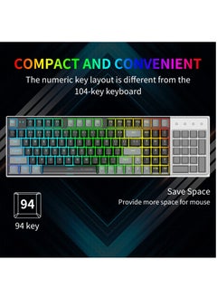 E-YOOSO 94 keys Gasket Mechanical Keyboard, Wired Blue Switch Gaming Keyboard with Number Pad and Soundproof Cotton,RGB Backlit Keyboard for PC/Computer, Black Grey  - Image 4