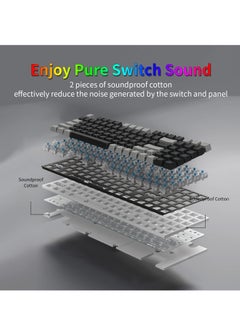 E-YOOSO 94 keys Gasket Mechanical Keyboard, Wired Blue Switch Gaming Keyboard with Number Pad and Soundproof Cotton,RGB Backlit Keyboard for PC/Computer, Black Grey  - Image 5