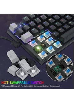 E-YOOSO 94 keys Gasket Mechanical Keyboard, Wired Blue Switch Gaming Keyboard with Number Pad and Soundproof Cotton,RGB Backlit Keyboard for PC/Computer, Black Grey  - Image 2