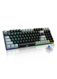 E-YOOSO 94 keys Gasket Mechanical Keyboard, Wired Blue Switch Gaming Keyboard with Number Pad and Soundproof Cotton,RGB Backlit Keyboard for PC/Computer, Black Grey  - Image 1