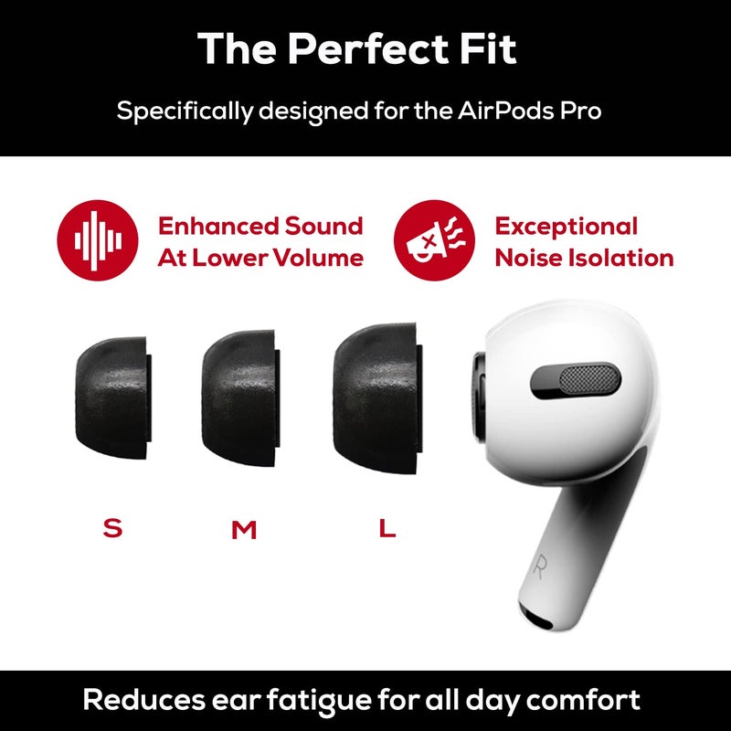 SONICFOAM Memory Foam Earbud Tips - Premium Noise Isolation, Replacement Foam Ear Tips, 3 Pairs for Airpods Pro (SFAIR, S/M/L, Black, Tester Pack) - Image 3