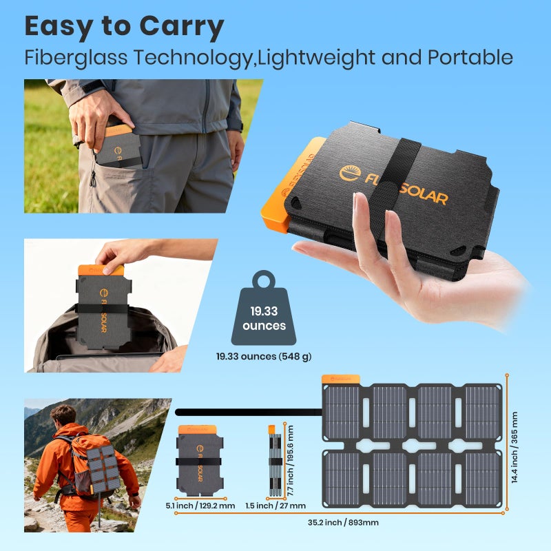 FlexSolar Portable 25W Solar Panel Charger with USB-A and USB-C Ports.0.8lbs,IP57 Waterproof and dustproof, Folded Solar Panel Compatible with Cellphone,Camping Light - Image 3