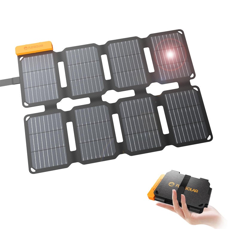 FlexSolar Portable 25W Solar Panel Charger with USB-A and USB-C Ports.0.8lbs,IP57 Waterproof and dustproof, Folded Solar Panel Compatible with Cellphone,Camping Light - Image 1