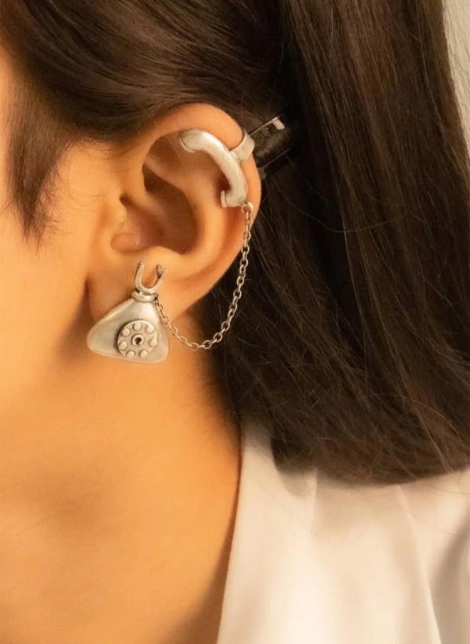 Binnis Wardrobe Contemporary Silver-Plated Ear Cuff Earrings - Image 1