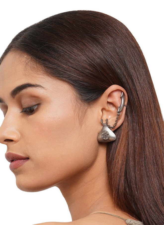 Binnis Wardrobe Contemporary Silver-Plated Ear Cuff Earrings - Image 5