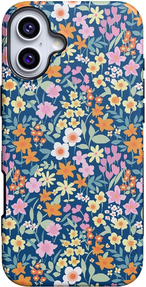 Casely iPhone 16 Case Full Bloom Navy Floral Bold Protective Design Compatible with MagSafe - Image 2
