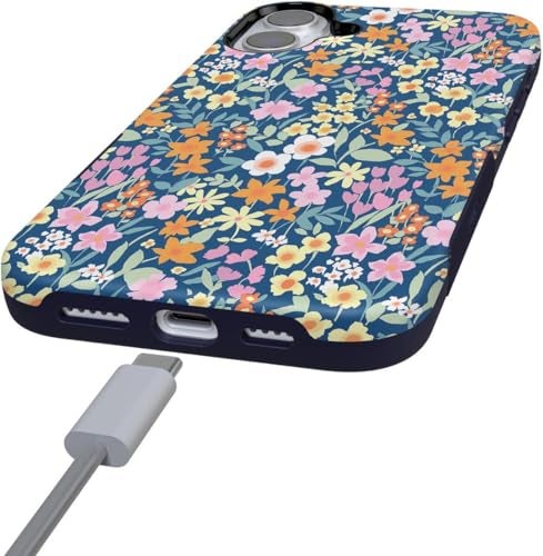 Casely iPhone 16 Case Full Bloom Navy Floral Bold Protective Design Compatible with MagSafe - Image 3