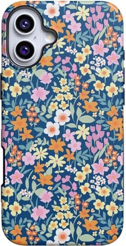 Casely iPhone 16 Case Full Bloom Navy Floral Bold Protective Design Compatible with MagSafe - Image 1
