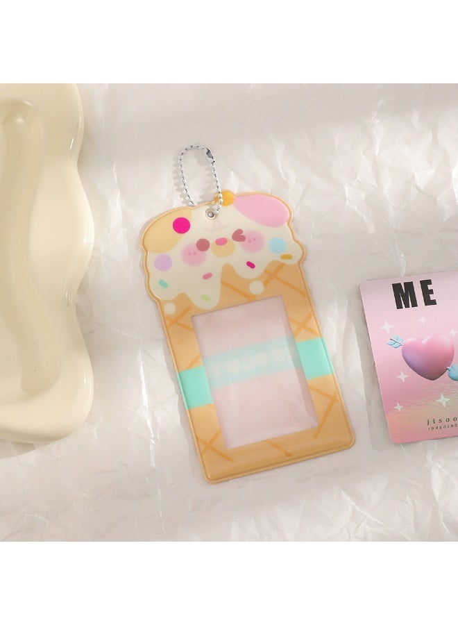 NIBEMINENT 1 - Piece PVC Korean Sweet Girl Kpop Photo Card Holder Pendant Key Chain ID Badge Holder ID Card Holder Photo Card Protector for School ID Office ID Access Card for Women Girls - Image 1