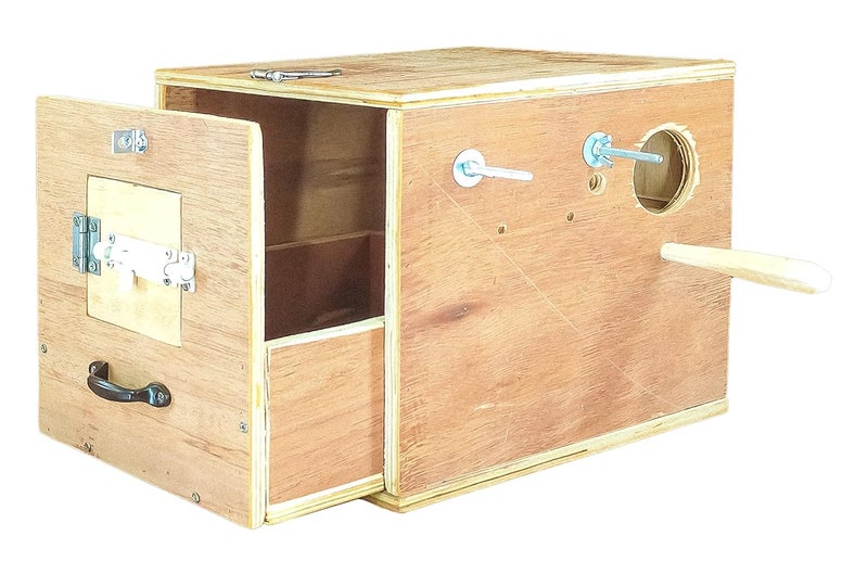 CRIB FACTORY Breeding Box for African Love Birds | HIGH-QULITY Plywood | Door with Tray Model 12 x 8 x 8 inch (Medium Size) - Image 4