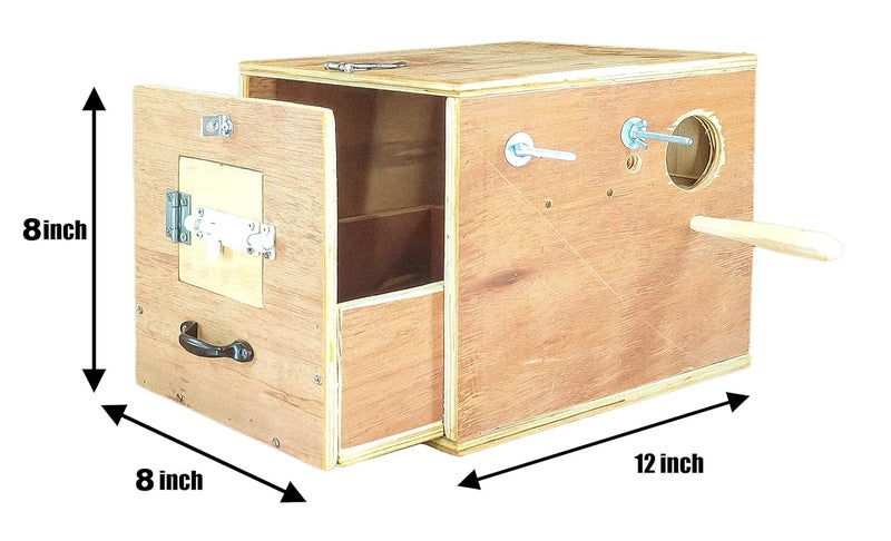 CRIB FACTORY Breeding Box for African Love Birds | HIGH-QULITY Plywood | Door with Tray Model 12 x 8 x 8 inch (Medium Size) - Image 3