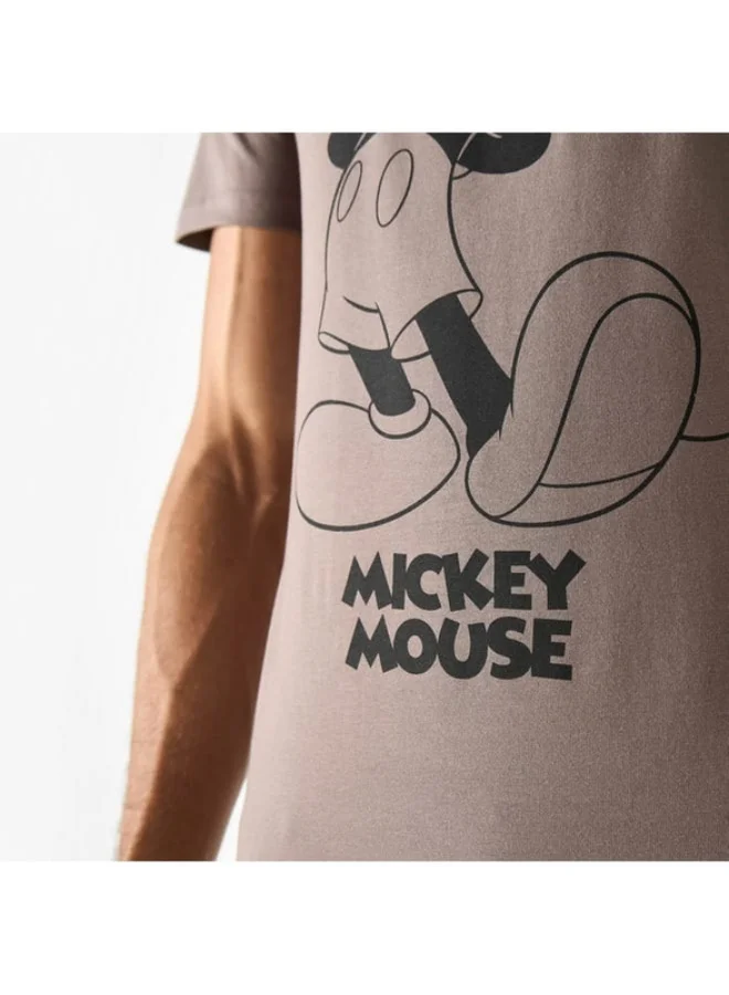 SP Characters Mickey Mouse Print T-shirt with Crew Neck and Short Sleeves