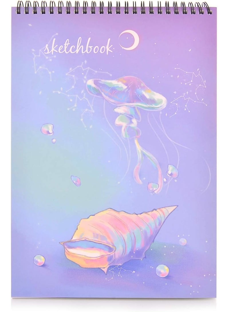 SOLARAE Sketch Book, 8”X11.5” 100 Pages(110gsm), Spiral Bound Artist Sketch Pad, Durable Acid Free Drawing Paper for Drawing, Painting, Sketching or Doodling, Purple Cover, White Paper - Image 1