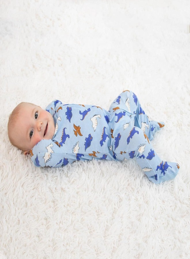 The Peanut Shell The Peanutshell Baby Boy Sleeper Set for Newborns & Infants 0-3, 3-6, 6-9 Months (3-Pack) - Cobalt Dino Multicolor - Image 3