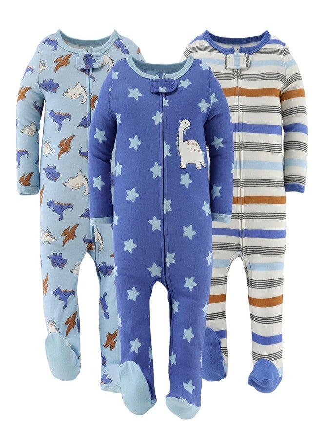 The Peanut Shell The Peanutshell Baby Boy Sleeper Set for Newborns & Infants 0-3, 3-6, 6-9 Months (3-Pack) - Cobalt Dino Multicolor - Image 1