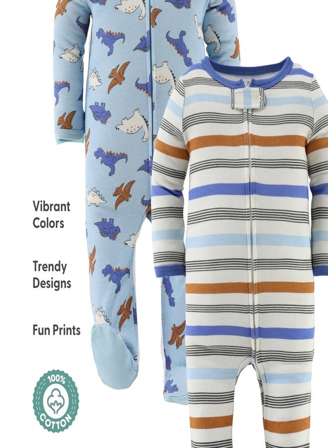 The Peanut Shell The Peanutshell Baby Boy Sleeper Set for Newborns & Infants 0-3, 3-6, 6-9 Months (3-Pack) - Cobalt Dino Multicolor - Image 2
