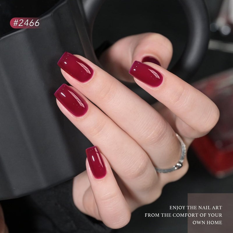 GAOY 23 Pcs Gel Nail Polish Kit, Red Blue Green Jelly Colors All Seasons Set with Glossy & Matte Top Coat and Base Coat for Nail Art Home DIY Gel Kit - Image 2
