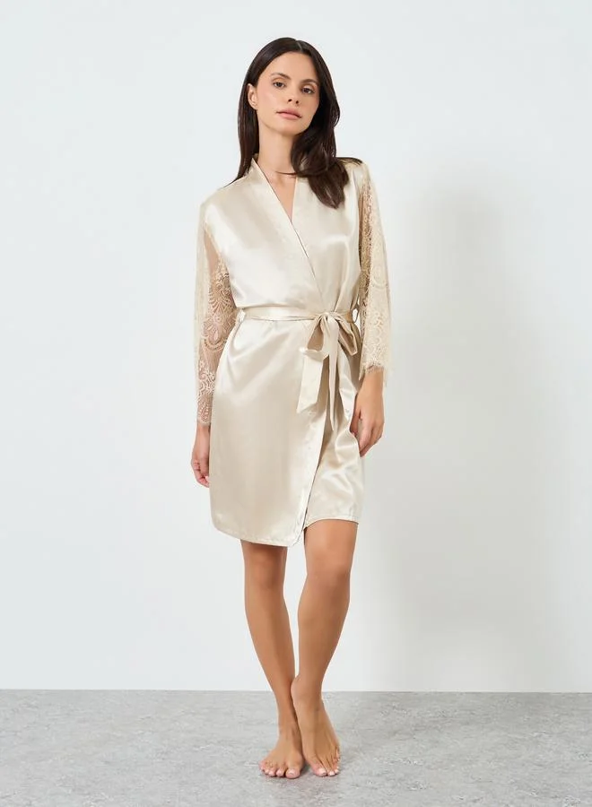 ستايلي LACE FLARED SLEEVE ROBE - SHORT