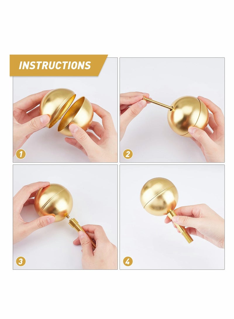 Excefore زخرفة كرة علم على عمود، كرة ذهبية بقطر 3 إنش لعمود العلم، زخرفة مصنوعة من الألمنيوم مقاومة لعوامل الطقس لتوضع في قمة أعمدة الأعلام الخارجية - Image 3