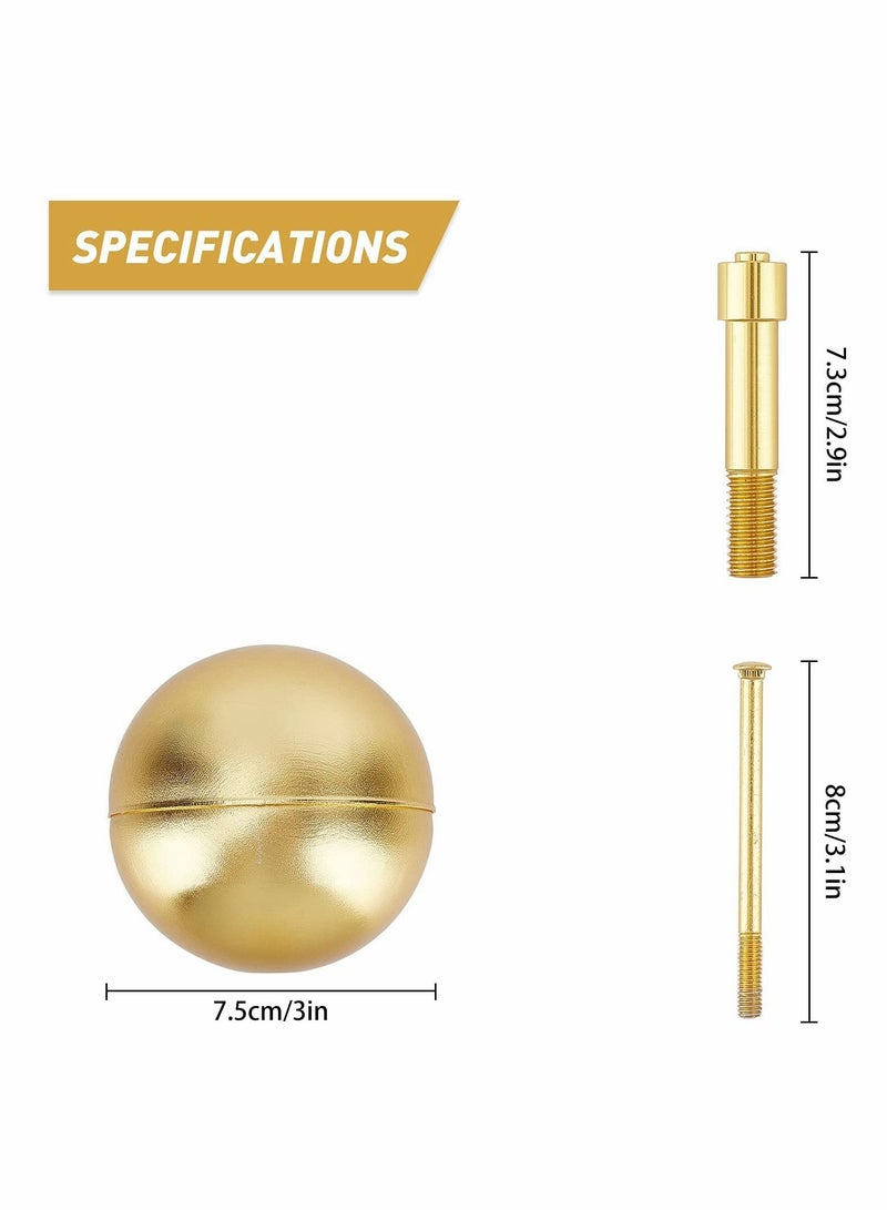 Excefore زخرفة كرة علم على عمود، كرة ذهبية بقطر 3 إنش لعمود العلم، زخرفة مصنوعة من الألمنيوم مقاومة لعوامل الطقس لتوضع في قمة أعمدة الأعلام الخارجية - Image 5