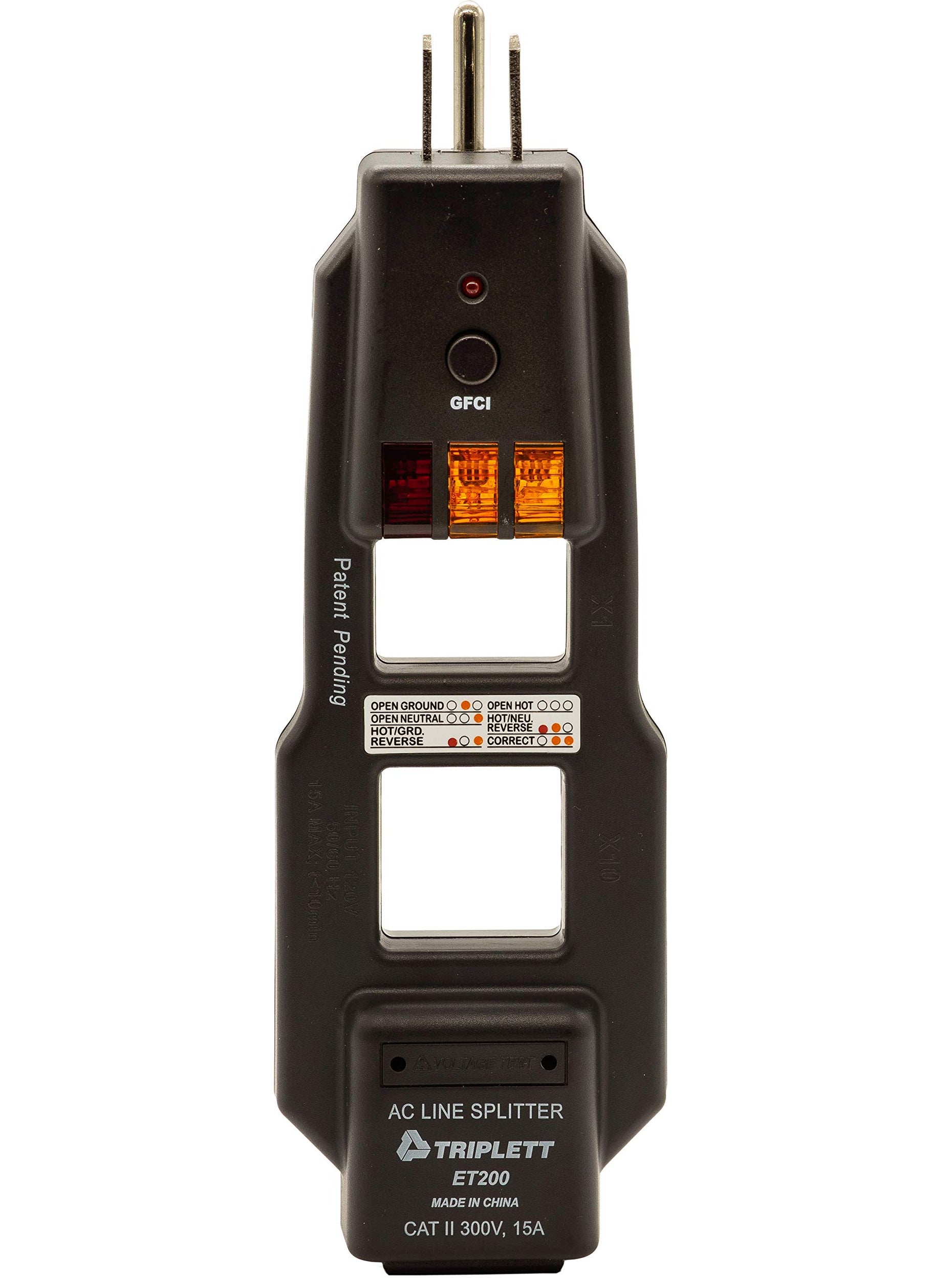 Triplett Triplett ET200 AC Line Splitter and GFCI Outlet/Receptacle Tester with 5 Visual Indicators  - Image 4