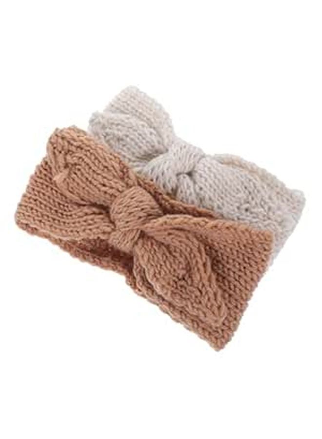 2Pcs Knitted Headbands For Boys And Girls Soft Bow Hair Bands For Toddlers Newborns - Image 1
