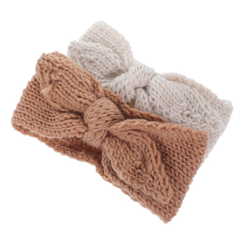 2Pcs Knitted Headbands For Boys And Girls Soft Bow Hair Bands For Toddlers Newborns - Image 2