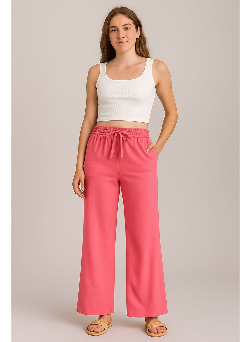 Soft Steps Women’s Wide Leg Lounge Pants – Soft Fabric, Elastic Waist, Pink-Size-XXL - Image 1
