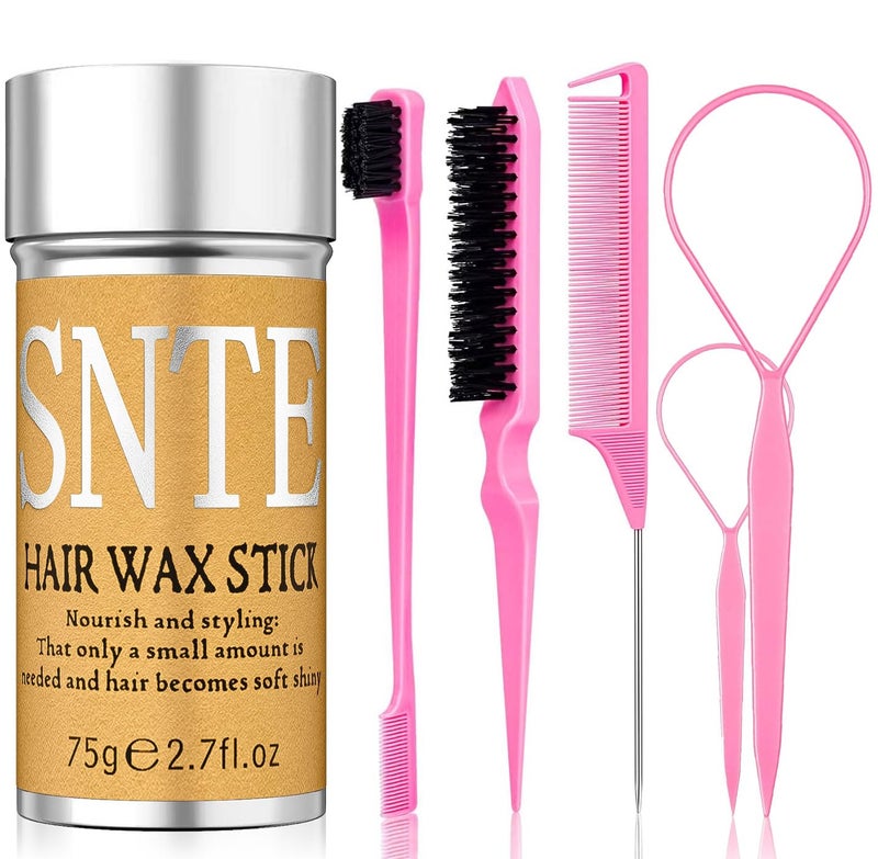 Samnyte 6Pcs Hair Wax Stick Set for Flyaways, Topsy Tail Hair Tools for Women, Teen Girls & Kids, Slick Back Hair Brush, Bun Accessories, Non-greasy Styling Tools Slick Stick, 2.7 Oz - Image 1