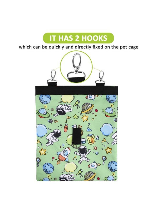 lenpestia Rabbit Hay Feeder Bag Guinea Pigs Hanging Hay Rack Manger Holder Dispenser Small Animal Feeder Storage Pouch for Bunny Chinchilla Hamster (Pattern Green, 2 Windows)  - Image 3