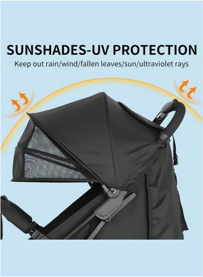 عربست عربة أطفال، عربة سفر قابلة للطي بلمسة واحدة، عجلات دوارة 360 درجة، مسند ظهر قابل للإمالة متعدد الأوضاع، مظلة كبيرة مع نافذة سقفية، مسند قدم قابل للتعديل، إطار من سبائك الألومنيوم، قابلة للطي بشكل مدمج، مناسبة للأطفال حديثي الولادة وحتى الأطفال الصغار - Image 2