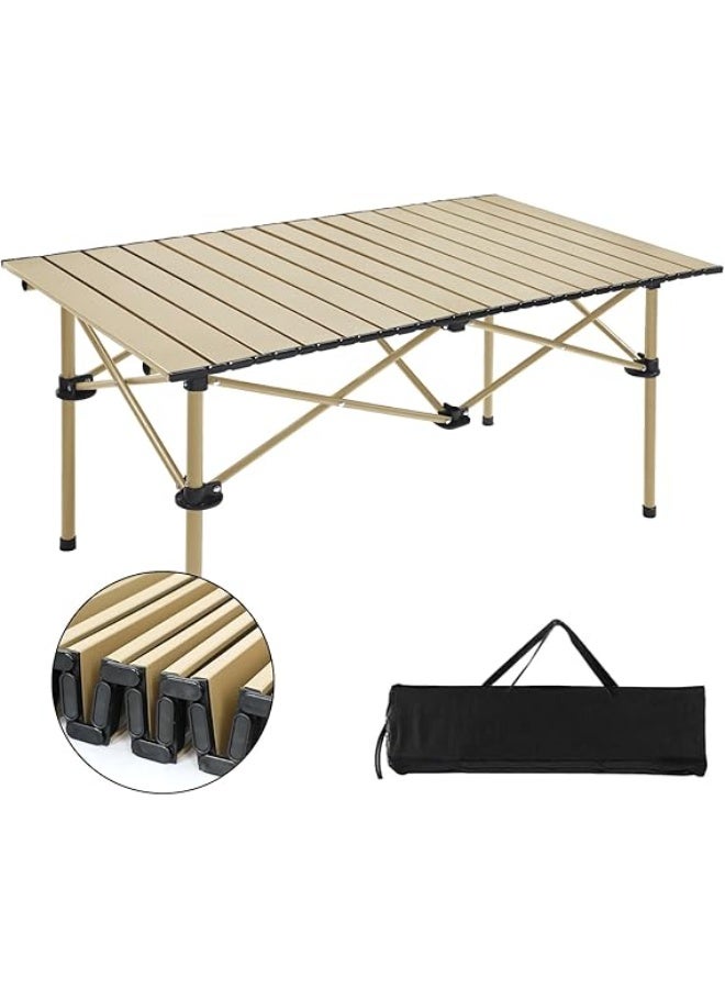 طاولة تخييم قابلة للطي محمولة من الالومنيوم مع شنطة حمل للنزهات والطبخ والحديقة والمشي لمسافات طويلة والسفر حتى 60 كجم - 95 × 55 × 50 سم، بيج من جوي ارت - Image 3