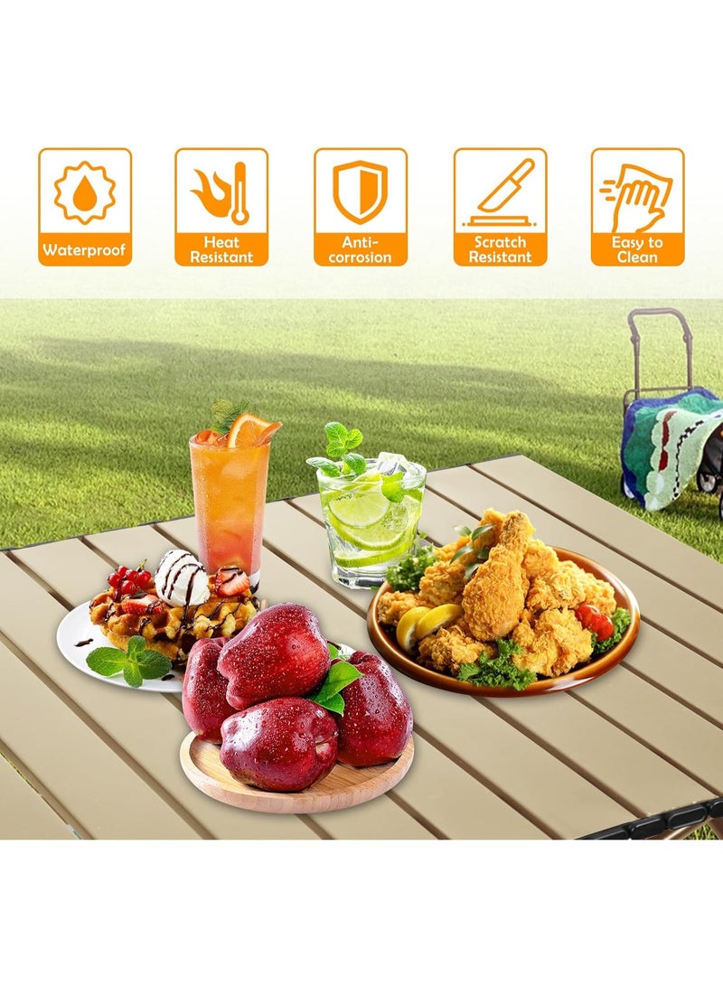 طاولة تخييم قابلة للطي محمولة من الالومنيوم مع شنطة حمل للنزهات والطبخ والحديقة والمشي لمسافات طويلة والسفر حتى 60 كجم - 95 × 55 × 50 سم، بيج من جوي ارت - Image 5