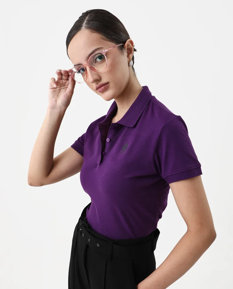 Rareism Women's Collar Button Plain Polo