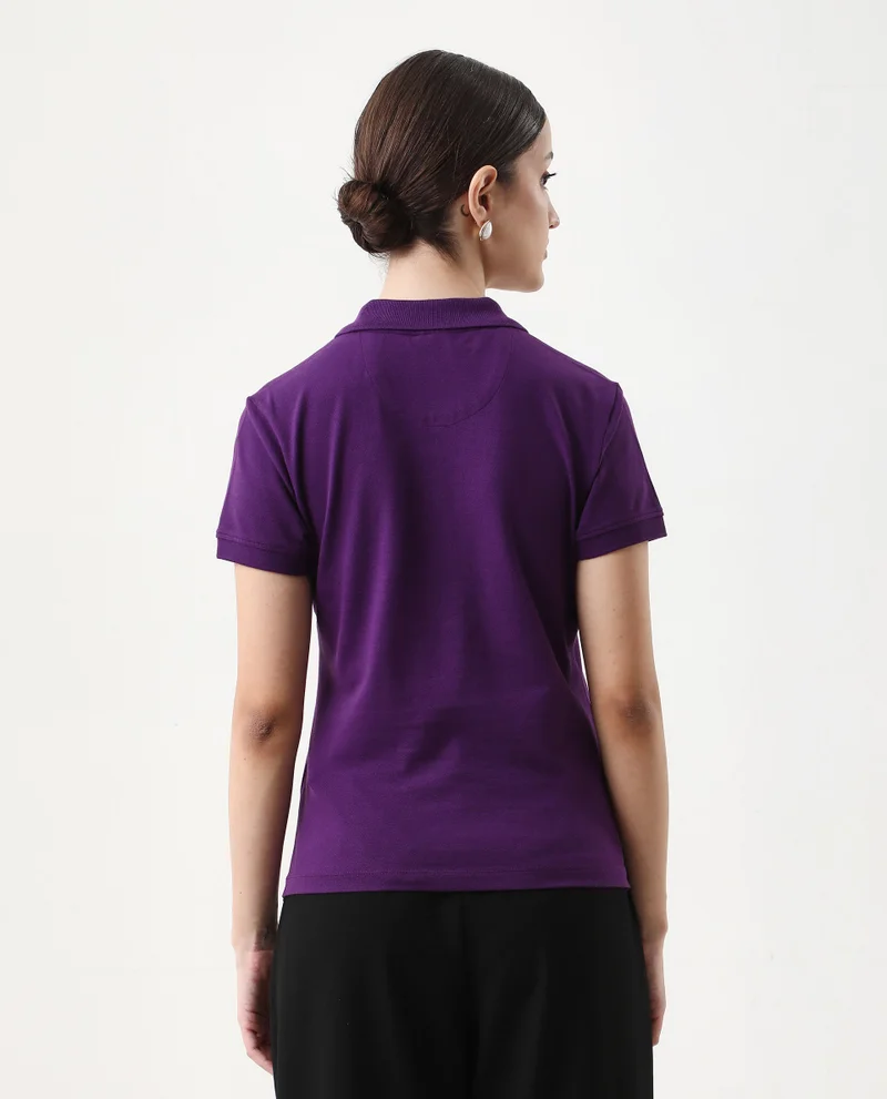 Rareism Women's Collar Button Plain Polo