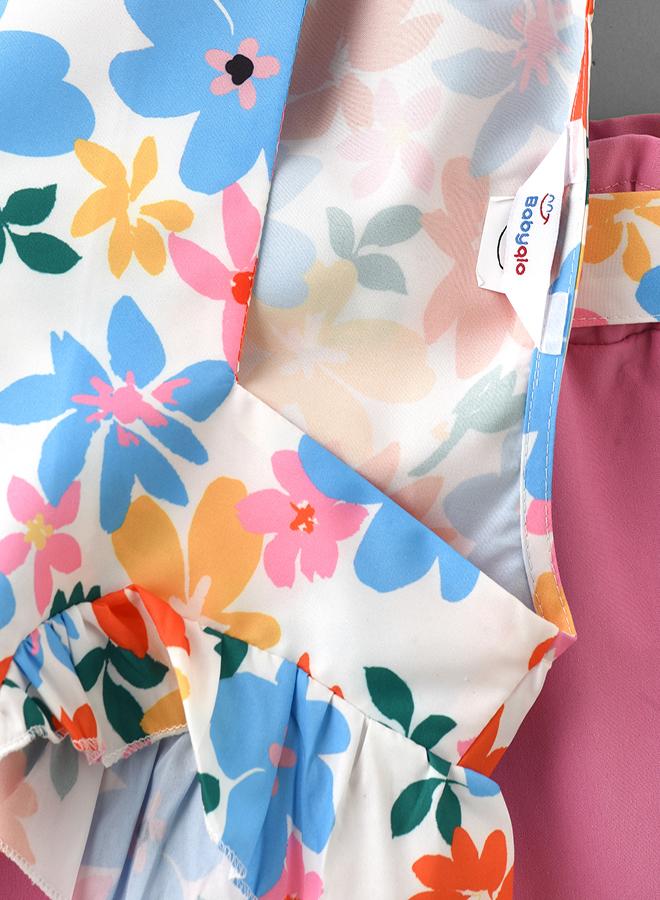 babyqlo Floral Print Ruffle Top &  Shorts Set - Image 3