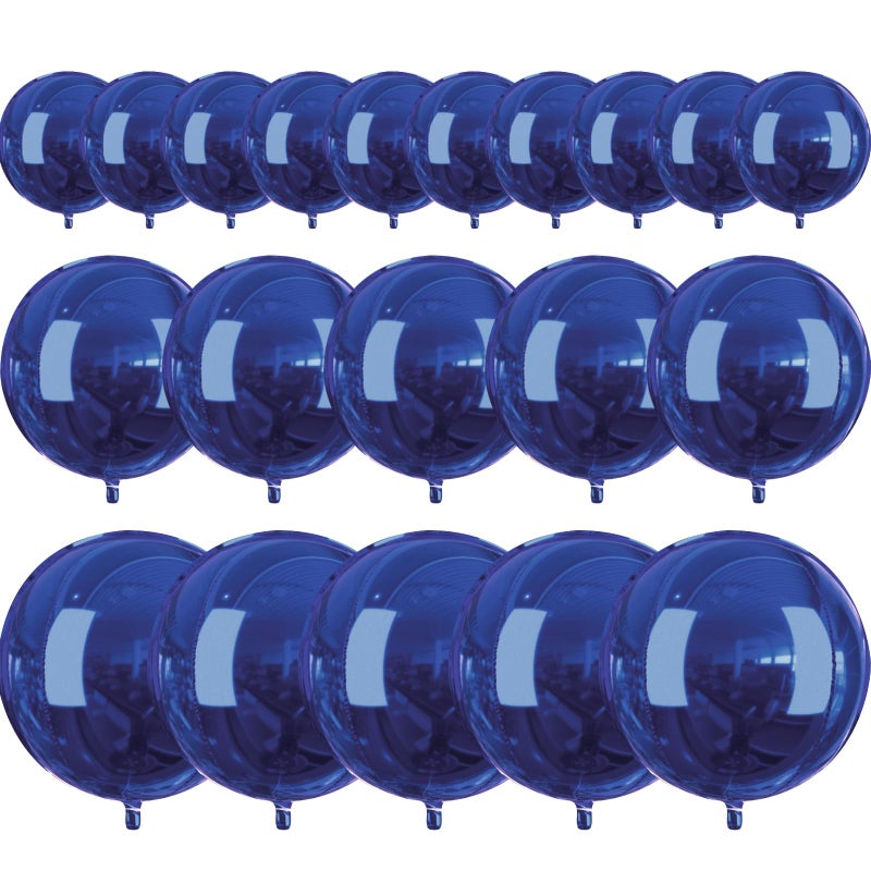 PartyWoo Navy Blue Foil Balloons 20pcs Different Sizes Pack of 22 15 10 Inch Large Round Foil 4D Inflatable Mirror Ball Mylar Balloons for Graduation Men Birthday Space Themed Party Decorations - Image 3
