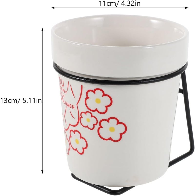 SMASOLO Nordic Ceramic Chopsticks Holder with Iron Rack, Reusable Chopstick Bucket and Spoon Storage Organizer, Kitchen Cutlery Holder with Drainage for Home Use - Image 2