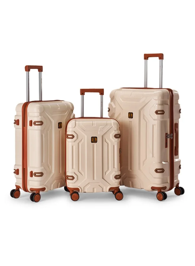 Limra Travel Bags 3-Piece Hard Shell Luggage Set Durable Polypropylene Suitcases with Spinner Wheels Cream