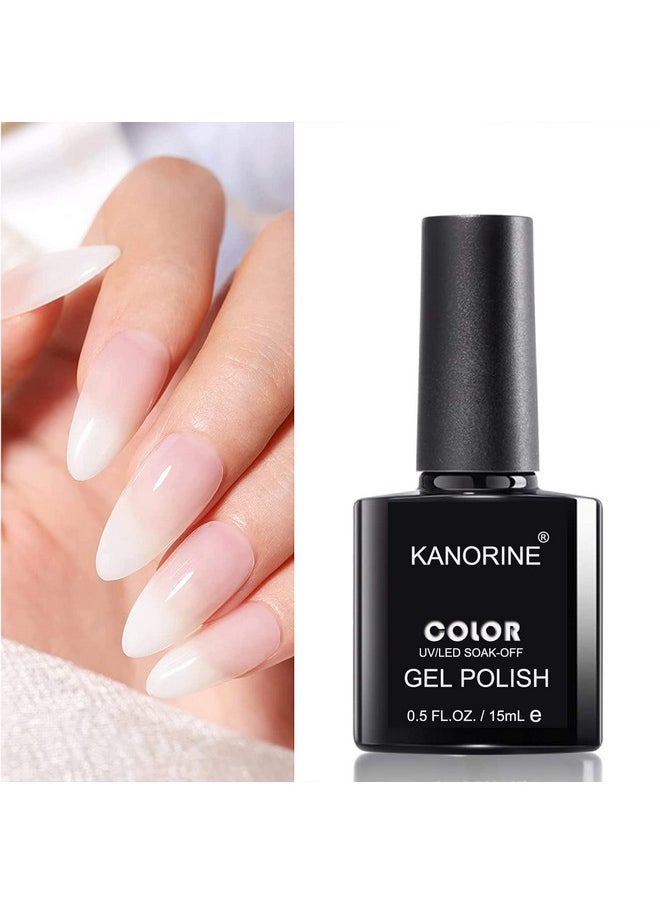 Kanorine - 15Ml Uv/Led Gel Nail Polish Milky White Nude Gel Polishtranslucent Jelly Milky White Color Coat Soak Off Long Lasting Gel Polish Nail Art Manicure Salon Diy Gel Nail Design 0.5Oz - Image 1