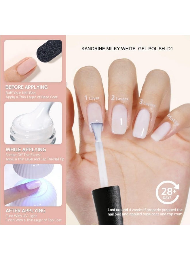 Kanorine - 15Ml Uv/Led Gel Nail Polish Milky White Nude Gel Polishtranslucent Jelly Milky White Color Coat Soak Off Long Lasting Gel Polish Nail Art Manicure Salon Diy Gel Nail Design 0.5Oz - Image 1