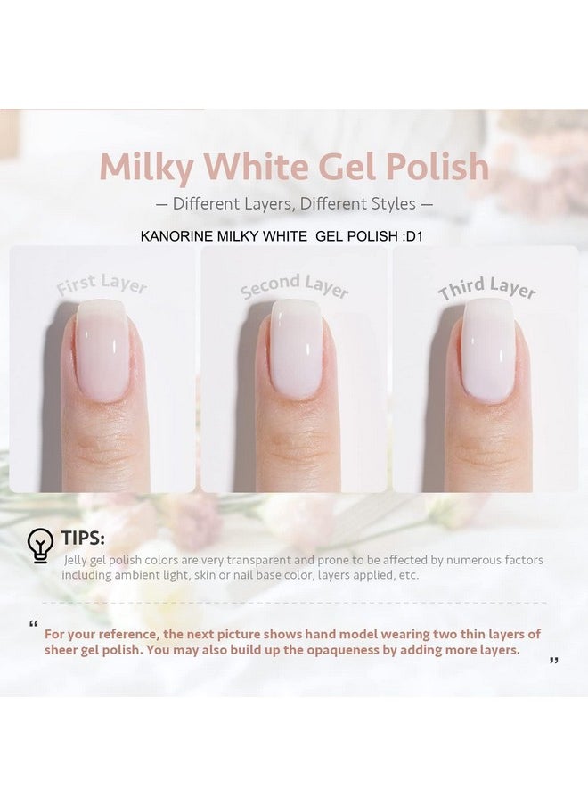 Kanorine - 15Ml Uv/Led Gel Nail Polish Milky White Nude Gel Polishtranslucent Jelly Milky White Color Coat Soak Off Long Lasting Gel Polish Nail Art Manicure Salon Diy Gel Nail Design 0.5Oz - Image 1