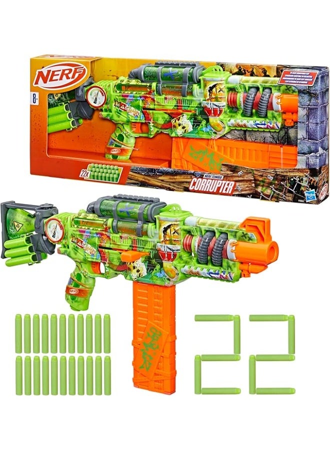Nerf Zombie Corrupter Single Fire Dart Blaster includes 22 Nerf Elite Darts | 18-Dart Removable Clip |  for 8+ Years | F8962 - Image 2